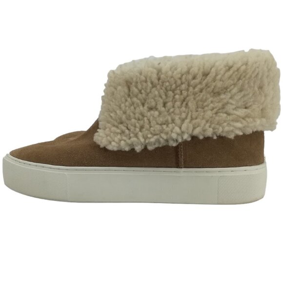 Ugg Lynus Chestnut Suede Sheepskin Fold Over Low Boots Size 7 Ankle Shearling - Picture 4 of 11